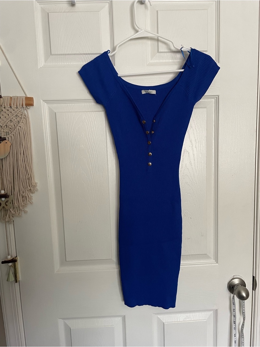 Love Tree Womens size Small Blue Ribbed Button-Front Bodycon Dress